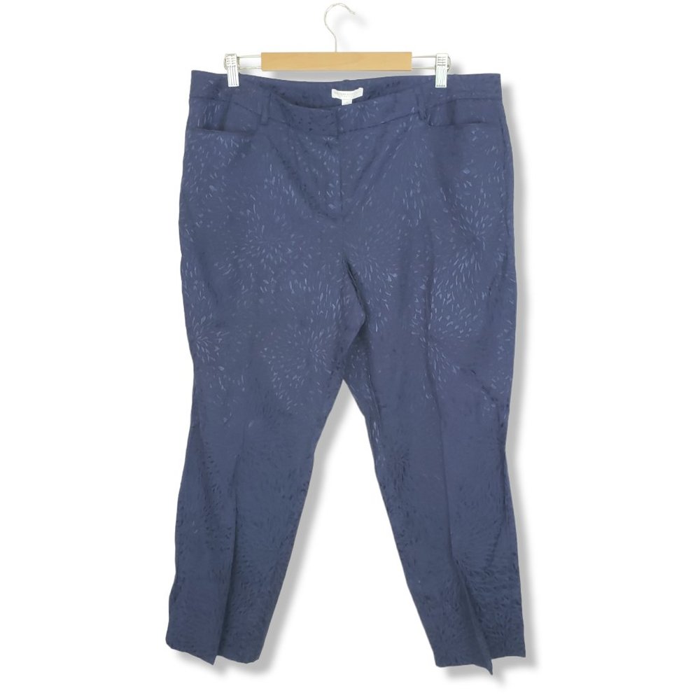 New York & Co. Navy Blue Satin Textured Dress Pants Size 18